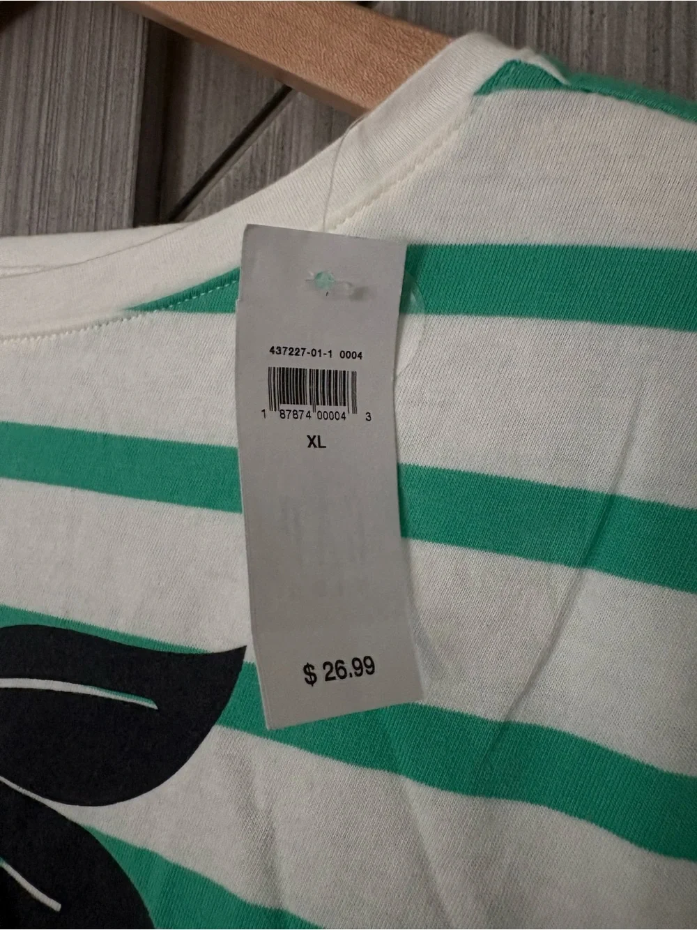 NWT GAP Striped Long-Sleeve Tee with Cherry Graphic Green, Blue & Pink Size XL